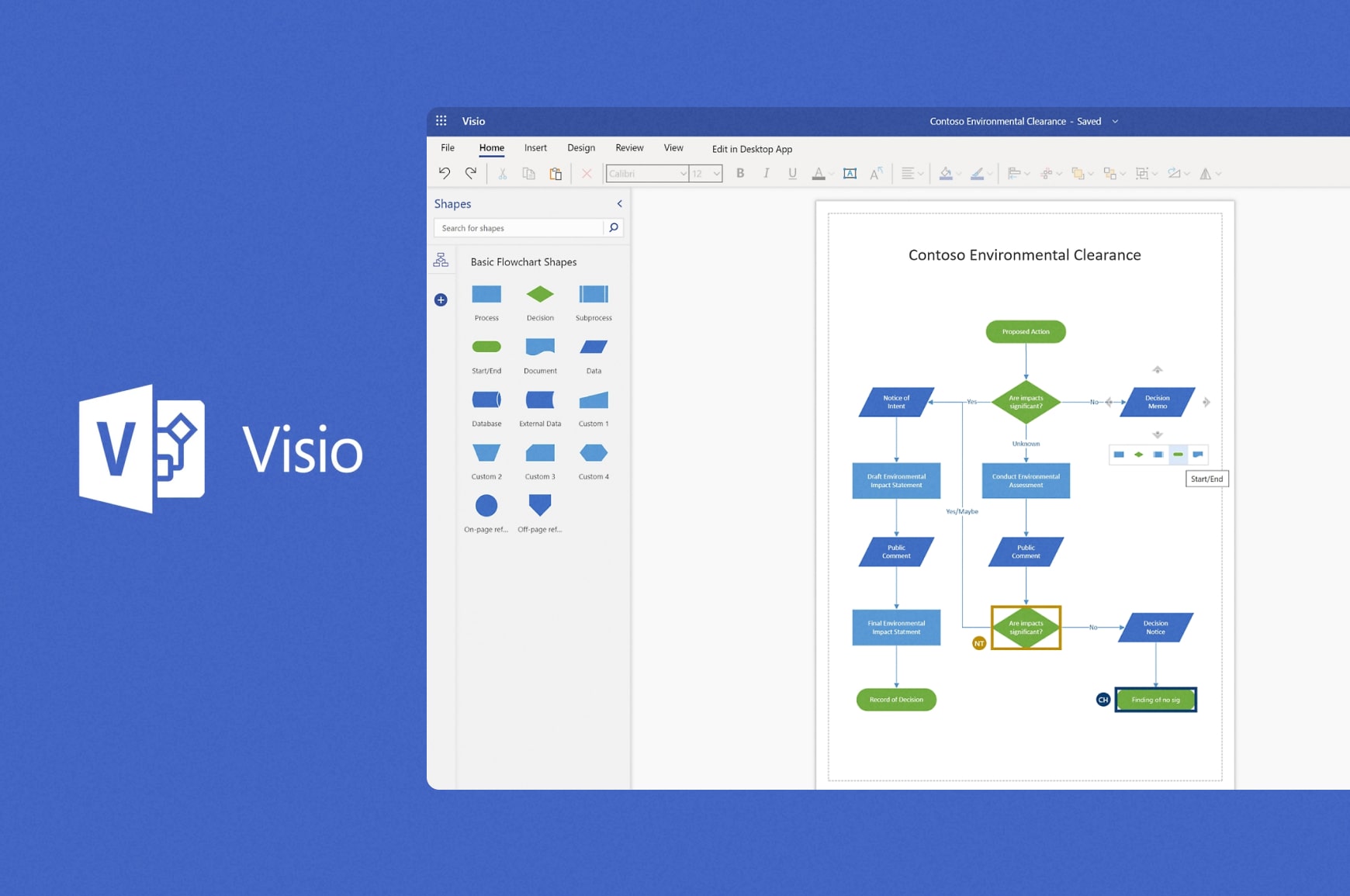 Visio process mapping software UI
