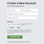 Facebook registration