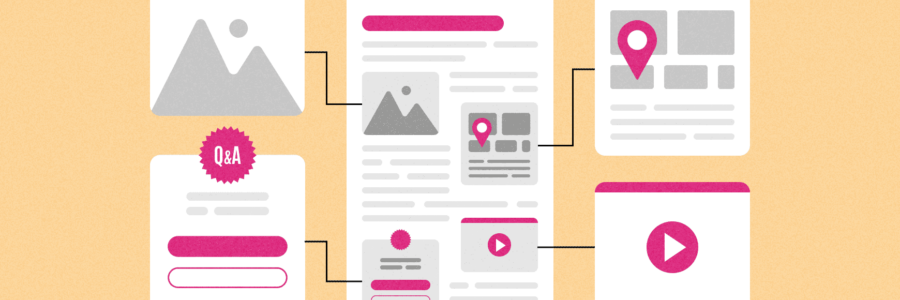 Blog with different types of SEO content highlighted